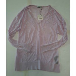 Zara knit womens lightweight pink loose weave v-neck long sleeve sweater size S